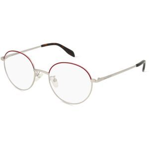 Kering Eyewear Spa Alexander McQueen AM0369O Unisex-Brille inkl. Gläser Vollrand Rund Metall-Gestell 53/20/145, Silber