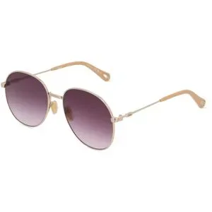 Kering Eyewear Spa Chloé CH0178S Unisex-Sonnenbrille Vollrand Rund Metall-Gestell, Gold