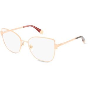 DE RIGO Vision D.A.CH. GmbH Furla VFU769 Unisex-Brille inkl. Gläser Vollrand Butterfly Edelstahl-Gestell 56/18/140, Gold
