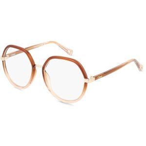 Kering Eyewear Spa Chloé CH0131O Unisex-Brille inkl. Gläser Vollrand Pilot Kunststoff-Gestell 51/16/140, Braun