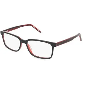 Safilo SpA Hugo HG 1245 Herren-Brille inkl. Gläser Vollrand Quadratisch Acetat-Gestell 56/17/145, Schwarz