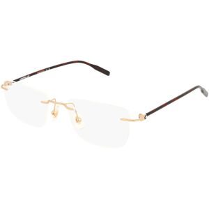 Kering Eyewear Spa Montblanc MB0431O Herren-Brille inkl. Gläser Randlos Eckig Metall-Gestell 53/19/145, Gold