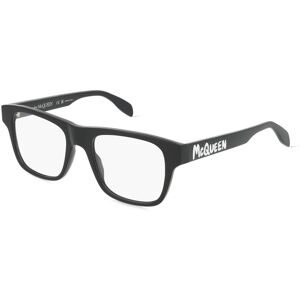 Kering Eyewear Spa Alexander McQueen AM0389O Unisex-Brille inkl. Gläser Vollrand Quadratisch Kunststoff-Gestell 52/19/145, Schwarz