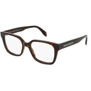 Kering Eyewear Spa Alexander McQueen AM0358O Unisex-Brille inkl. Gläser Vollrand Quadratisch Kunststoff-Gestell 52/18/145, Havanna