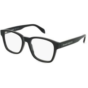 Kering Eyewear Spa Alexander McQueen AM0356O Unisex-Brille inkl. Gläser Vollrand Quadratisch Kunststoff-Gestell 53/19/145, Schwarz