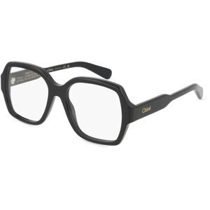 Kering Eyewear Spa Chloé CH0155O Unisex-Brille inkl. Gläser Vollrand Quadratisch Acetat-Gestell 53/17/145, Schwarz