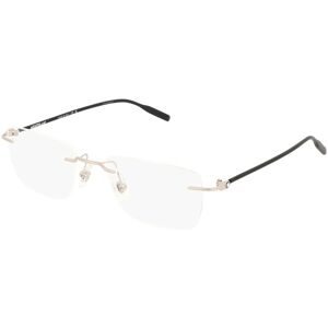 Kering Eyewear Spa Montblanc MB0431O Herren-Brille inkl. Gläser Randlos Eckig Metall-Gestell 53/19/145, Silber