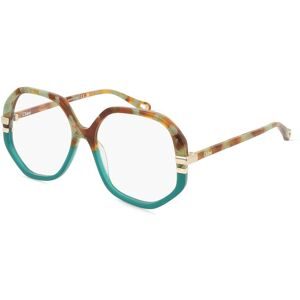 Kering Eyewear Spa Chloé CH0107O WEST Unisex-Brille inkl. Gläser Vollrand Geometrisch Acetat-Gestell 54/15/145, Havanna