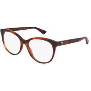 Kering Eyewear Spa Gucci GG0329O Unisex-Brille inkl. Gläser Vollrand Rund Acetat-Gestell 53/18/145, Havanna