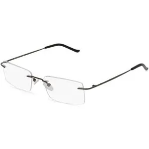 C&S CO. LTD. Fielmann ABC 057 CL Herren-Brille inkl. Gläser Randlos Quadratisch Titan-Gestell 53/19/140, Grau
