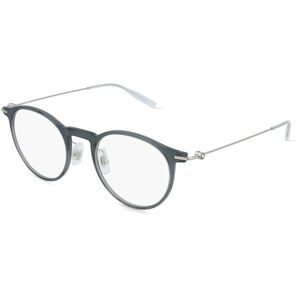Kering Eyewear Spa Montblanc MB0099O Herren-Brille inkl. Gläser Vollrand Rund Kunststoff-Gestell 48/21/145, Grau