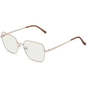Wenzhou Bada Optical Co. , LTD Fielmann BD 480 BL Damen-Blaulichtfilterbrille ohne Sehstärke Vollrand Quadratisch Edelstahl-Gestell, Gold