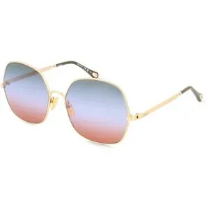 Kering Eyewear Spa Chloé CH0282S Unisex-Sonnenbrille Vollrand Quadratisch Metall-Gestell, Gold