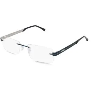 Stepper Eyewear LTD. Fielmann COMFORT 033 TR Herren-Brille inkl. Gläser Randlos Quadratisch Titan-Gestell 56/17/145, Blau