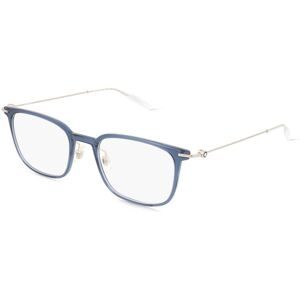 Kering Eyewear Spa Montblanc MB0100O Herren-Brille inkl. Gläser Vollrand Eckig Kunststoff-Gestell 52/21/150, Blau