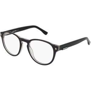 Safilo GmbH Dsquared2  D2 0049 Herren-Brille inkl. Gläser Vollrand Rund Acetat-Gestell 51/21/145, Schwarz