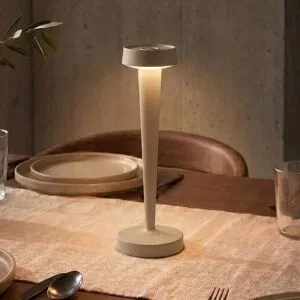 Lucande LED-Akku-Kerzenständer Lea, Vase, beige, 28 cm Lea Lucande, dimmbar, creme / amber, für Wohn- / Esszimmer, Metall, Modern