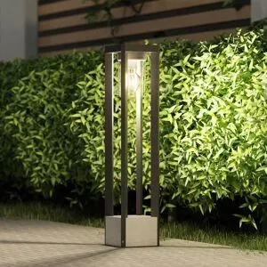 Wegeleuchte Kalisa Lucande, dimmbar, alu / grau / zink, Aluminium, Modern, Außenleuchte