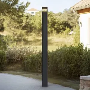 Lucande LED-Außenleuchte Tavion, 230 cm, anthrazit, IP65 Tavion, schwarz, Aluminium, Modern