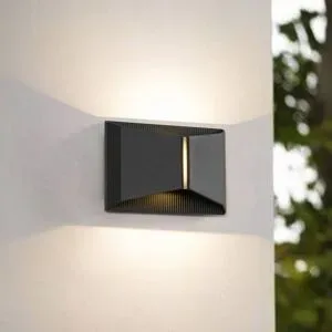 LED Aussenwandleuchte Anlira Lindby, schwarz, Metall, Modern, LED Wandleuchte außen