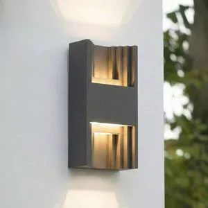 LED Aussenwandleuchte Aurali Lindby, schwarz, Aluminium, Modern, LED Wandleuchte außen