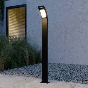 LED Wegeleuchte Juvia Lucande, schwarz, Aluminium, Modern, LED Außenleuchte