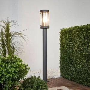 Lindby Wegelampe Djori, 80 cm, anthrazit, Edelstahl, E27 Djori, alu / grau / zink, Edelstahl, Modern