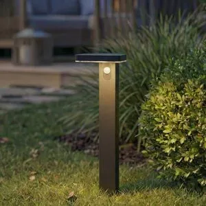Prios LED-Solar-Wegelampe Tarlson, eckig, anthrazit, Sensor Tarlson PRIOS, schwarz, Kunststoff, Modern