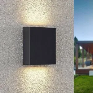 LED Aussenwandleuchte Ugar Lindby, schwarz, Kunststoff, Modern, LED Wandleuchte außen