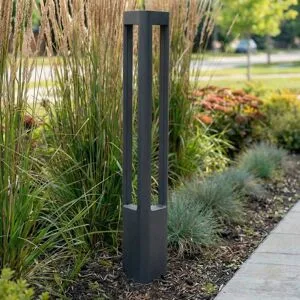 LED Wegeleuchte Pirron Lucande, schwarz, Aluminium, Modern, LED Außenleuchte
