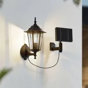 Lindby LED-Solarwandleuchte Sayata, schwarz, Alu, Laterne Sayata, schwarz, Aluminium, Modern, Solarleuchte außen