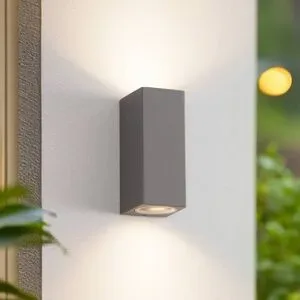 Aussenwandleuchte Xava Lucande, dimmbar, alu / grau / zink, Aluminium, Modern, Wandleuchte außen