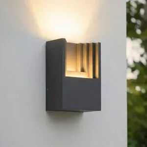 LED Aussenwandleuchte Aurali Lindby, schwarz, Aluminium, Modern, LED Wandleuchte außen