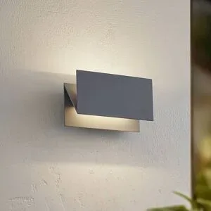 LED Aussenwandleuchte Meja Lucande, alu / grau / zink, Modern, LED Wandleuchte außen