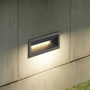 Lucande LED-Wandeinbauleuchte Jaano, anthrazit, Alu, IP65 Jaano, schwarz, Aluminium, Modern, Wandleuchte außen