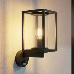 Aussenwandleuchte mit Bewegungsmelder Ferda Lucande, dimmbar, schwarz, Aluminium, Modern
