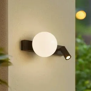 LED Aussenwandleuchte Larcie Lindby, schwarz, für Flurbereich, Aluminium, Modern, LED Wandleuchte außen