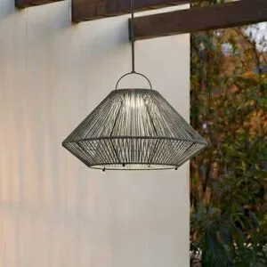 Lindby LED-Solarhängelampe Austas, grau, Ø 50 cm, USB, IP54 Austas Lindby, dimmbar, alu / grau / zink, Kunststoff, Modern, Solarleuchten