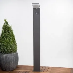 Lucande LED-Wegeleuchte Nevio, Sensor, 100cm, anthrazit NEVIO, schwarz, Aluminium, Modern