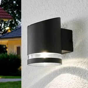 Lindby LED-Solar-Außenwandleuchte Melinda, 9 cm, Edelstahl Melinda, alu / grau / zink, Edelstahl, Modern, Solarleuchte außen