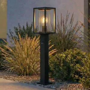 Lucande Wegeleuchte Ferda, 60 cm, Sensor, anthrazit, IP44 Ferda, schwarz, Aluminium, Modern