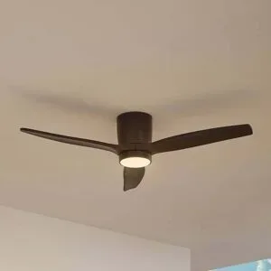 Lucande LED-Deckenventilator Sorin, schwarz, DC, leise, IP44 Sorin, schwarz, für Arbeitszimmer / Büro, Metall, Modern