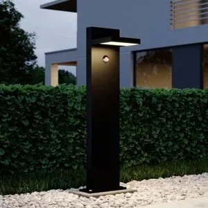 LED Wegeleuchte mit Bewegungsmelder Silvan Lucande, schwarz, Aluminium, Modern, LED Außenleuchte