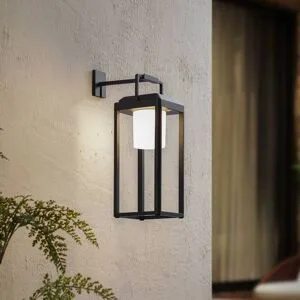 Lucande 2-in-1 LED-Solarleuchte Tilena, schwarz, eckig, Alu Tilena Lucande, dimmbar, schwarz, Aluminium, Modern, Solarleuchte außen