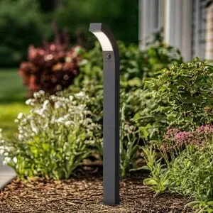 Lucande LED-Wegeleuchte Lennik, Sensor, 100 cm, anthrazit LENNIK, schwarz, Aluminium, Modern