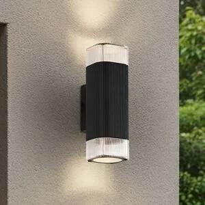Aussenwandleuchte Halvar Lindby, dimmbar, schwarz, Metall, Modern, Wandleuchte außen