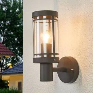 Aussenwandleuchte Djori Lindby, alu / grau / zink, Edelstahl, Modern