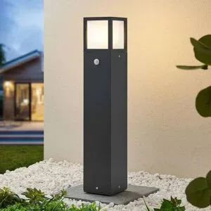 Lucande Wegeleuchte Dewari, Bewegungsmelder, E27, 65cm, IP54 Dewari Lucande, dimmbar, alu / grau / zink, Aluminium, Modern