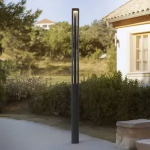Lucande LED-Außenleuchte Pirron, 230 cm, anthrazit, IP65 Pirron, schwarz, Aluminium, Modern