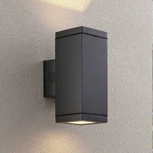 Aussenwandleuchte Stani Lucande, dimmbar, alu / grau / zink, Aluminium, Modern, Wandleuchte außen